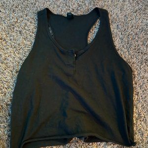 Button-up dark green crop top